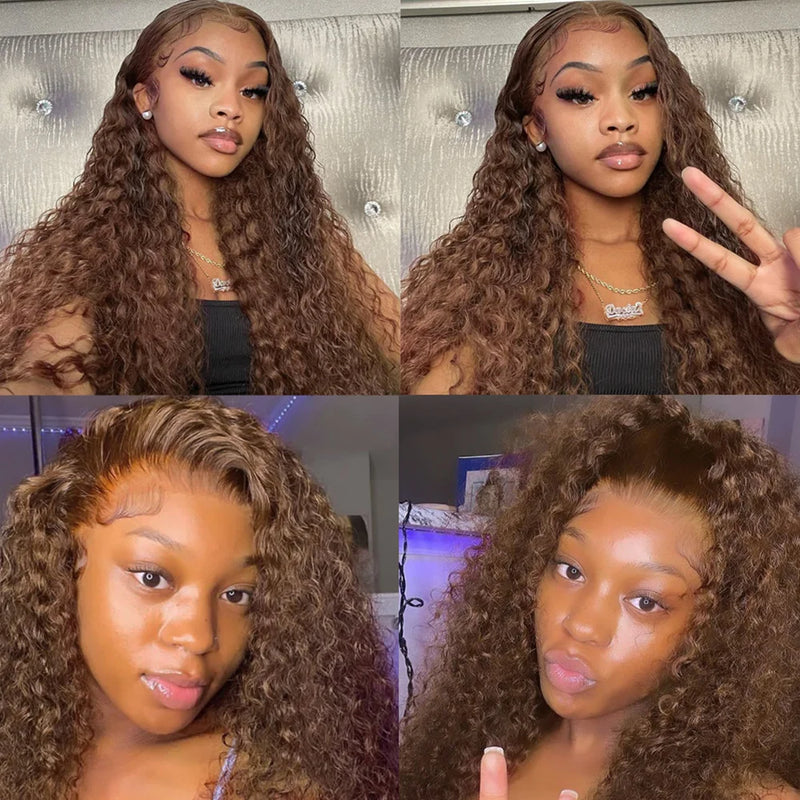 4 Chocolate Brown Water Wave Bundles Ombre Colored Deep Curly Raw Human Hair Bundles Deal Hair Extension Hair Weave Double Weft