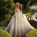 Customized Luxury Glistening A Line Wedding Dress Tulle | SAMAG