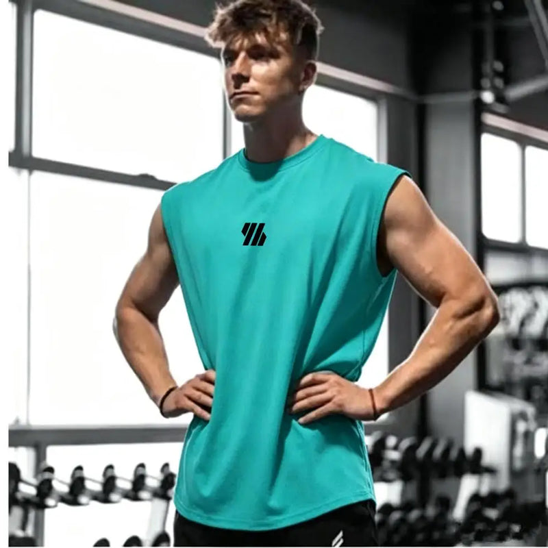 Summer men's casual wide-shoulder sleeveless vest, large-sized round-neck bird-eye fabric vest, outdoor breathable casual vest