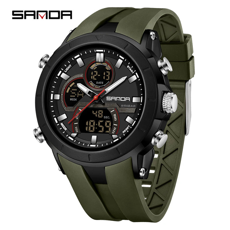 SANDA New 6279 Casual Men's Electronic Watch Sports Multi Functional Waterproof LED Dual Display - Visuel 7 | SAMAG