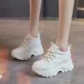 Women's Walking Sneakers, Lightweight Non-Slip High-Top Platform Chunky Sneakers, Elevator Shoes for Daily Wear & Fitness