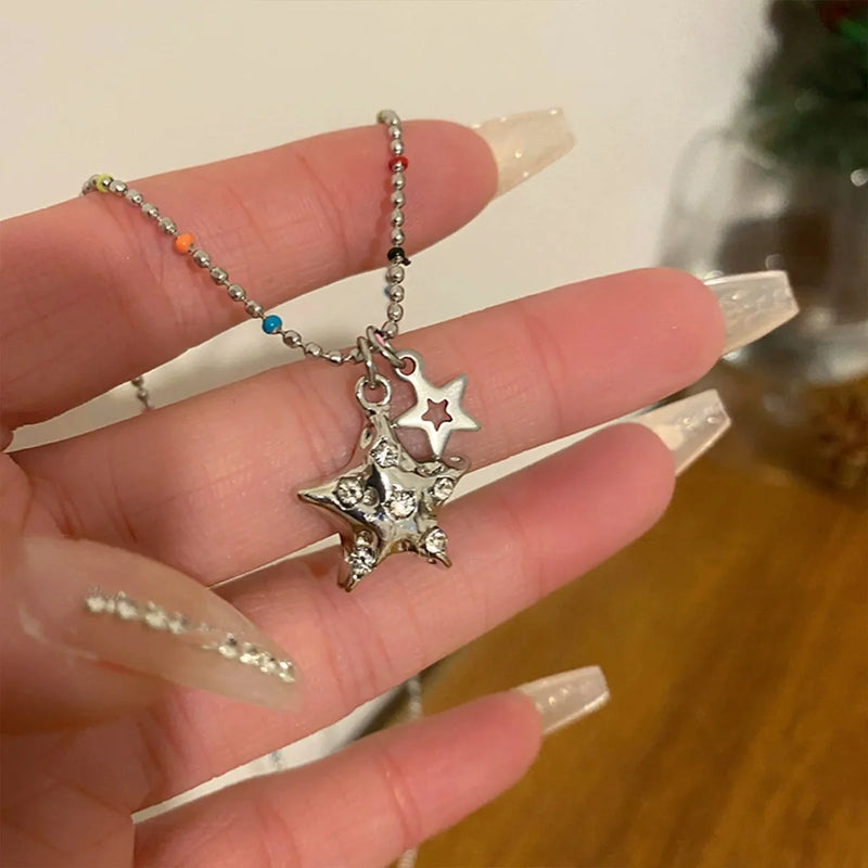 VENTFILLE 925 Sterling Silver Bead Geometry Necklace for Women Girl Korean Design Versatile Choker - Visuel 11 | SAMAG