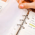 10Pcs A5 A6 A7 Binder Pockets Waterproof Zipper Pouch for 6 Ring Notebook Binder Clear Document Filing Bag Leaf Organizer Folder