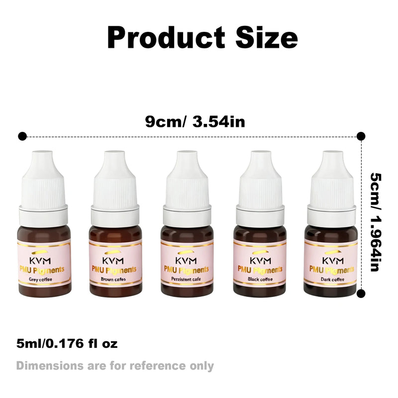 5 Colors 5ML Eyebrow Region Tattoo Ink Set Semi Permanent Makeup Tattoo Eyebrows Eyeliners  Pigments Beauty Tattoo Art Supplies