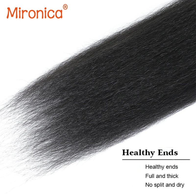 12A Kinky Straight Human Hair Bundles Unprocessed Raw Brazilian Human Hair 2/3/4 Bundles Double Weft Human Hair Weave Extensions Natural Color Yaki Straight Hair Bundles For Women Daily Use Birthday Holiday Gift Kpop Popular