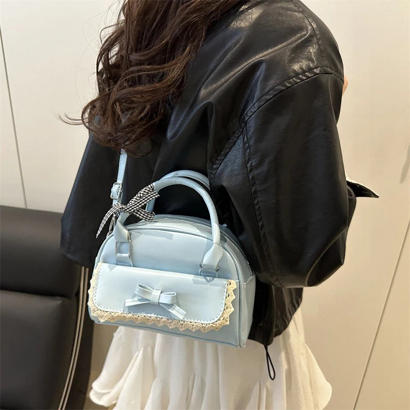 A Versatile Bow-tie Hand-held Boston Bag for Women in 2025 Korean Version, A Fashionable, Sweet and Casual Crossbody Bag