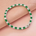 Stylish and Simple 925 Sterling Silver White and Green 4mm Zircon Tennis Bracelet Versatile Jewelry - Visuel 3 | SAMAG