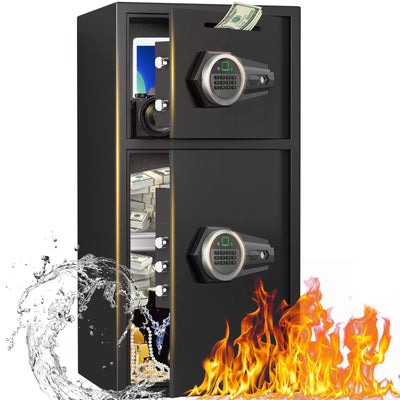 6.0 Cuft Large Fingerprint Home Safes, Box Fireproof Waterproof with LED Light and Dual Alarm System | SAMAG