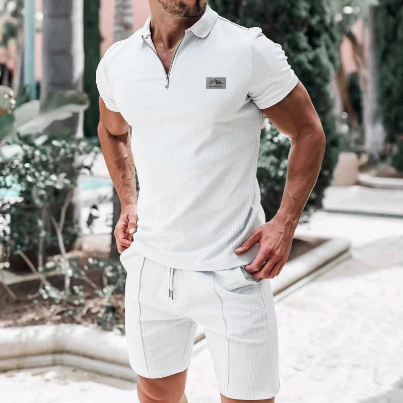Men's European Style Suit Set - Summer Solid Color | SAMAG