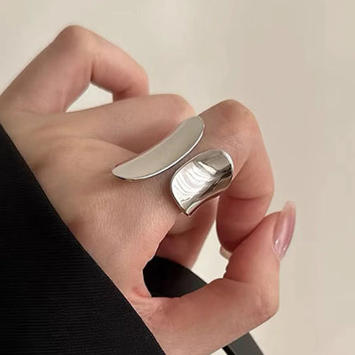 BF CLUB 925 Sterling Rings for Women Simple Geometric Handmade Big Irregular Retro Allergy For Birthday Party Gift | SAMAG