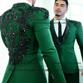 Sparkly Diamond Beaded Men Suit 3 Pieces Set Male Business Blazers Customized Groom Wedding Tuxedos Slim Gem trajes para hombre