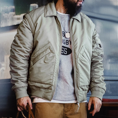 Maden Retro CWU-45P Pilot Jacket Grayish Green Warm | SAMAG
