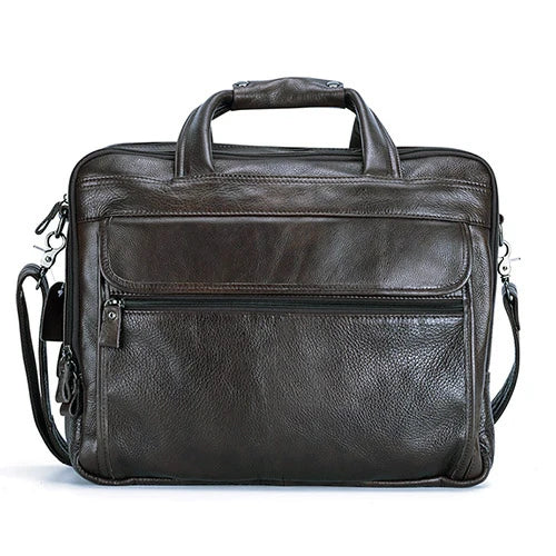 Fashion Genuine Leather Men A4 Office Bag Handbag Business Casual Men's Travel Bag 15.6" Laptop Shoulder Bags Tote Briefcase