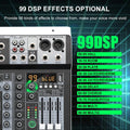 FUHAM KP4 Professional Audio Mixer 4 6 Channel Sound Console with 99 DSP Effects XLR Mic Input 48V Phantom Power for DJ Studio R