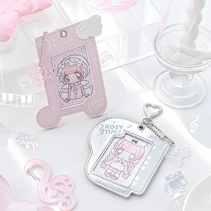 Cute  Photocard Keychain Case - Clear PVC Card Holder with Key Ring for Backpack, Protective Display Sleeve for Idol Photo, Gift for Fans Collectors