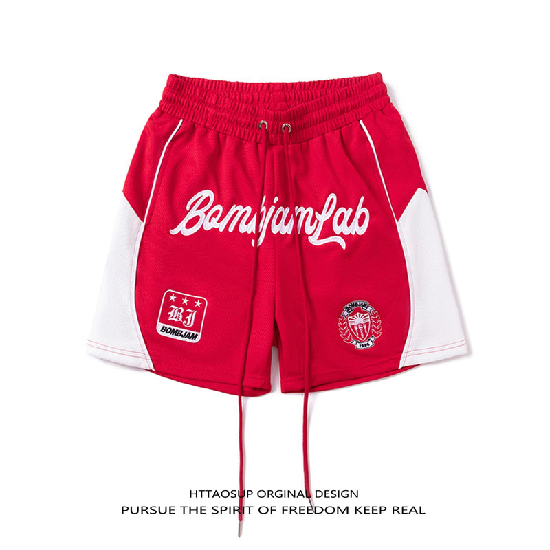 HTTAOSUP Heavyweight High Density Net Eye Basketball Shorts Men's Outdoor Wear American Style Training Fitness Casual Pants