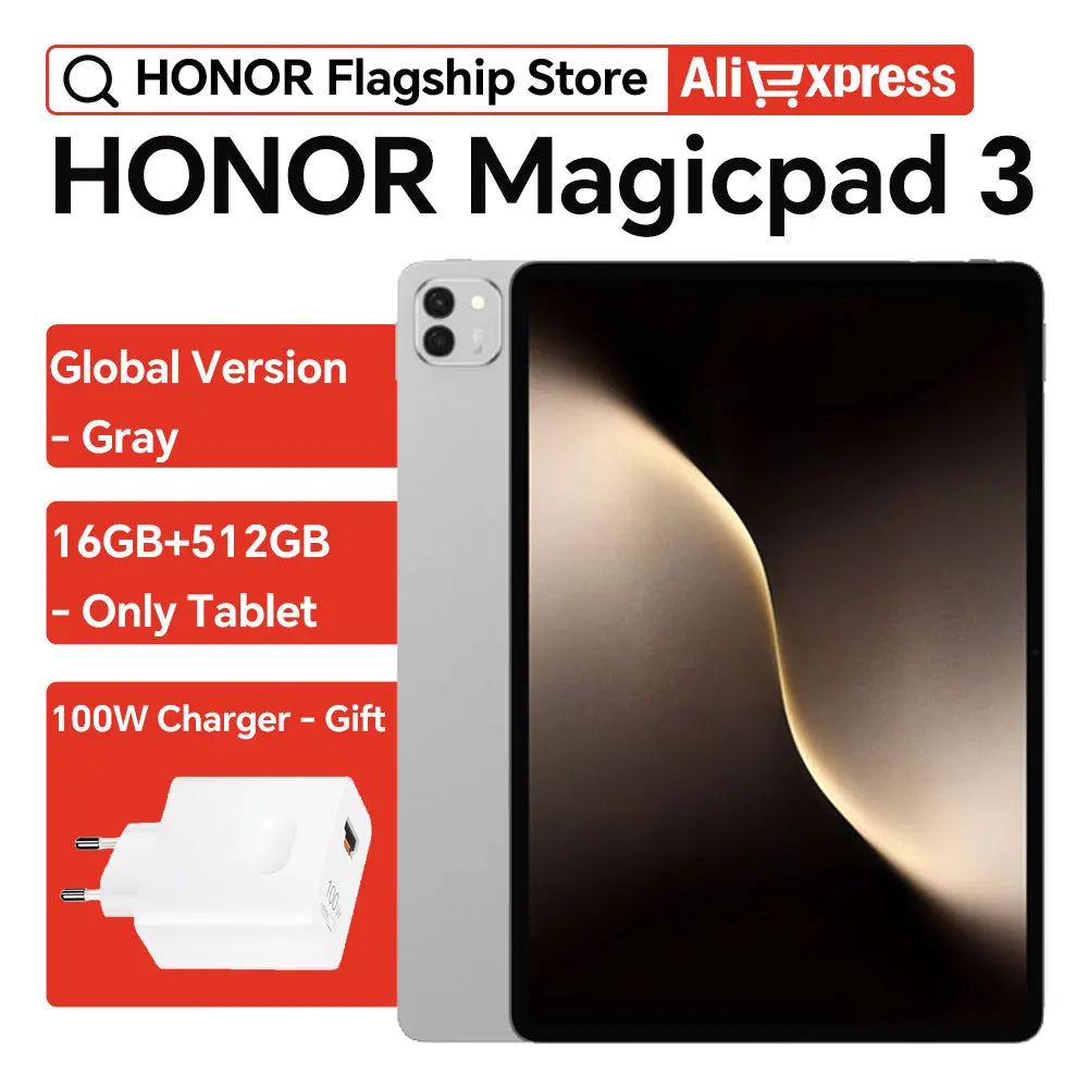 HONOR MagicPad 3 Tablet Global Version 13.3'' 165Hz Eye Protection Screen Snapdragon 8 Gen 3 12450mAh Long-Lasting Battery