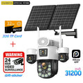 4 Lens Outdoor 360° Surveillance Solar Camera 20MP 60X Optical Zoom 4G SIM Home Security PTZ Auto Track AOV 24/7 Record CCTV Cam