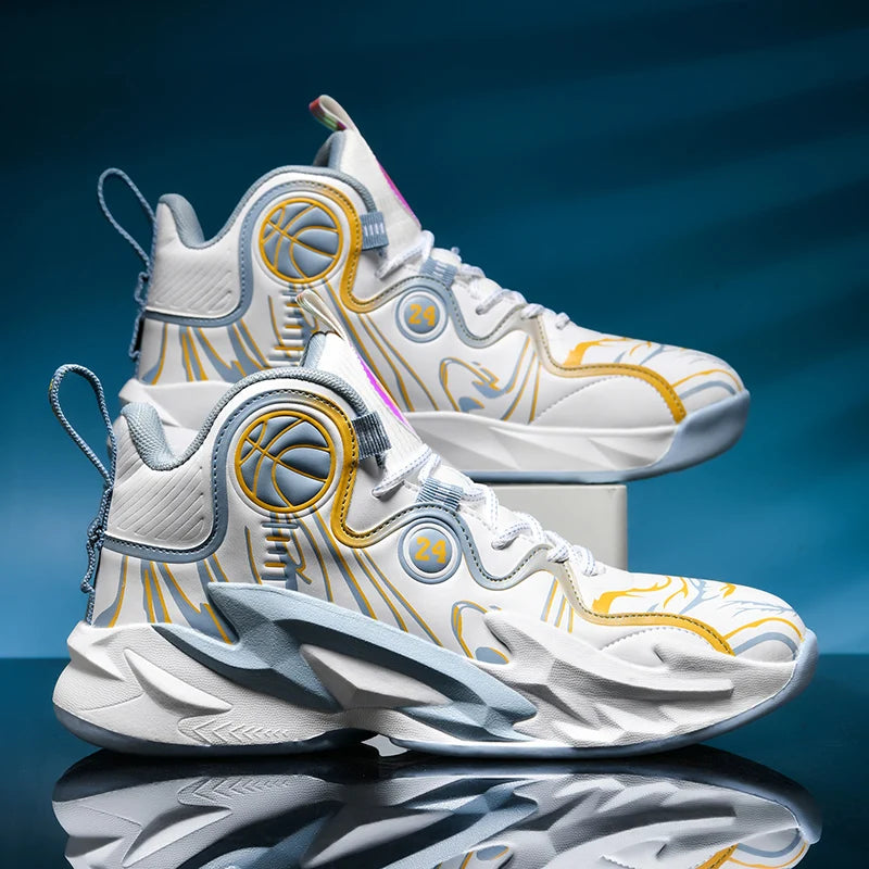 Unisex Basketball Shoes Cushioned Comfort Thick Soled Professional Sports Shoes 2025 New Fitness Basketball Boots for Men