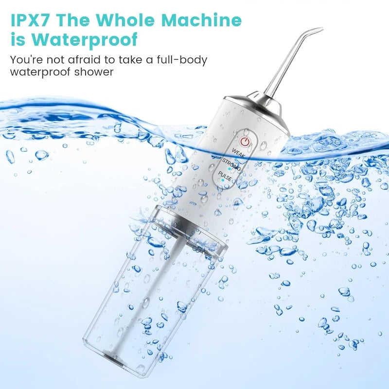 Portable Cordless Water Flosser, USB Rechargeable Smart Electric Oral Irrigator w/4 Jet Tips & 3 Modes, for Teeth & Braces Care