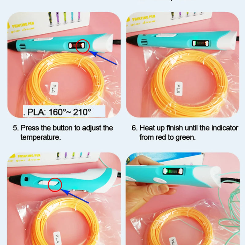 3D Pen 3d Printing Pen Children DIY Drawing Pens PLA Filament Birthday Christmas Boys Girls Gift For Kids With Travel Case