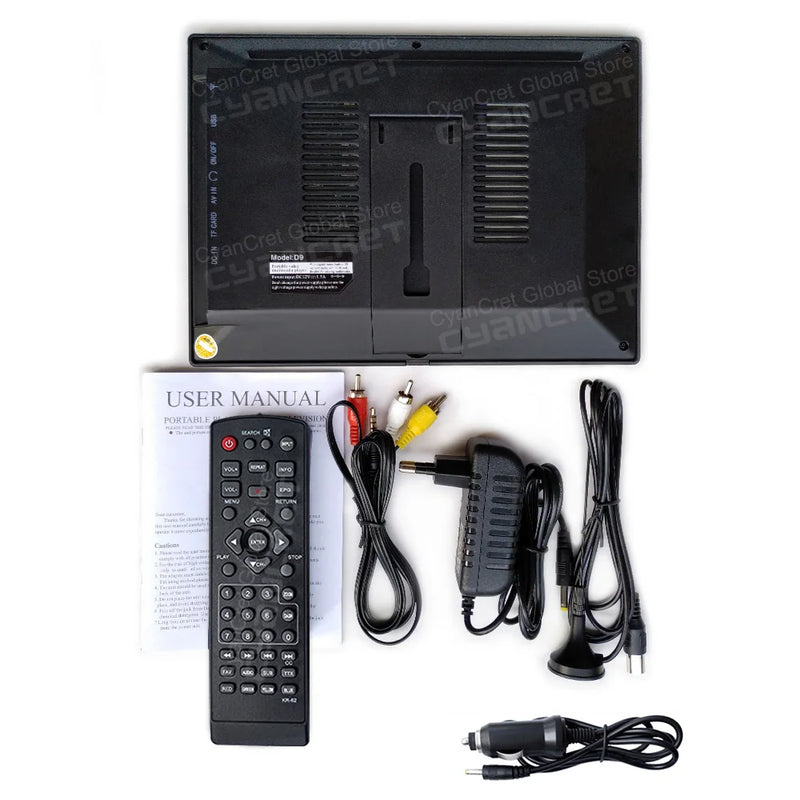LEADSTAR D9-1 Portable TV DVB-T2 ATSC ISDB-T tdt DTT 9 inch Digital and Analog Television mini small Car TV Support H.265 AC3