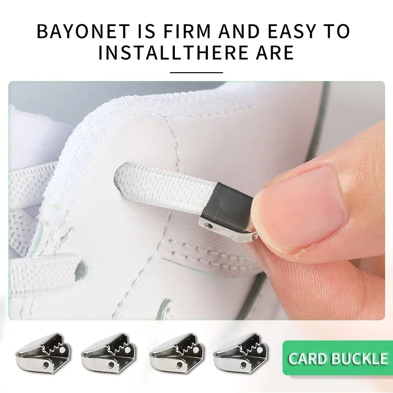No Tie Shoe Laces Elastic Laces Sneakers 8MM Widened Flat Elastic Shoelaces Adult Quick Shoe Lace Rubber Bands for Shoes