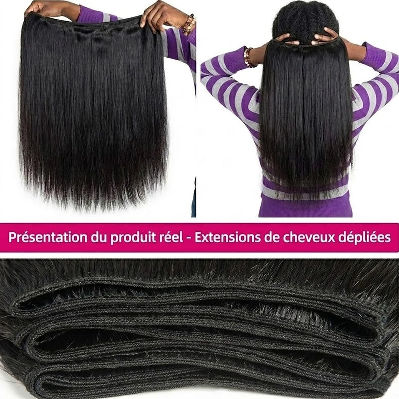 100% Raw Human Hair Weave Extensions 30 32 Inch Bone Straight Vietnamese Hair Bundles 16A Double Drawn Natural Black Color 3 4 Pcs Remy Hair Bundle For Women