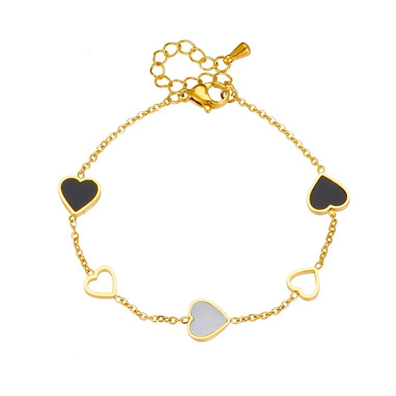 Stainless Steel Heart Love Charm Bracelet For Women Girl New Trend Bangles Non-fading Jewelry Birthday Gift Party