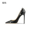 Women's Shoes luxury woman shoes 2026 Heels For Women Fashion Designer Brand Pumps Stiletto Rivets High Heels Pointed Toe 10cm