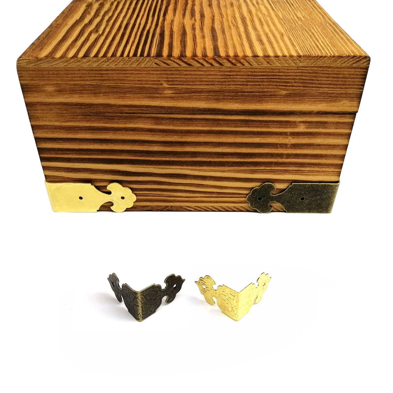 12pcs Decor Antique Brass Bronze Golden Jewelry Chest Wine Gift Box Wooden Case Table Desk Edge Cover Corner Protector with Nail