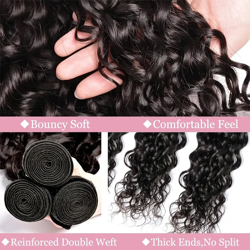 30Inch Deep Wave Human Hair Bundles Brazilian Virgin Unprocessed Weaving Curly Hair 3/4 Bundles Weaving Extensions