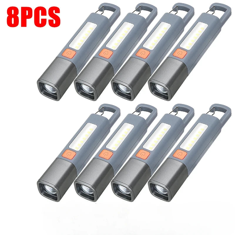 1-10PCS Super Bright LED Flashlight XPE Torch Light With Hook Camping Light USB Rechargeable Zoomable Waterproof Flashlight