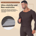 Winter Long Johns Men's Thermal Underwear Thickened Cashmere Silk Base Layer Set  Fleece Warm Pajamas Set Round Neck