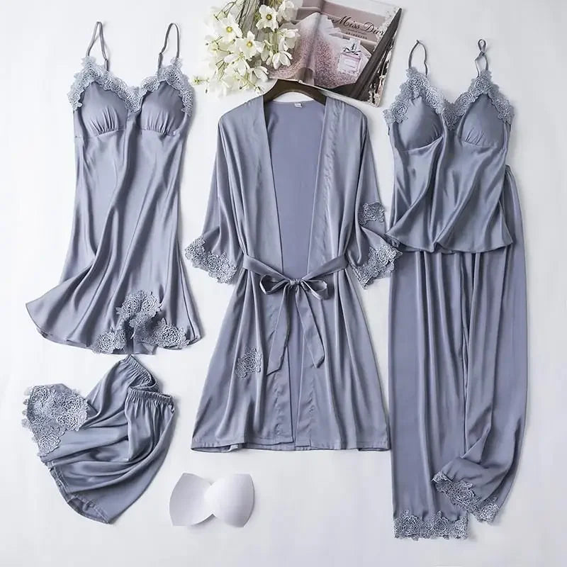 White Silk Pajamas Set Women Bride Wedding Robe Nightgown | SAMAG