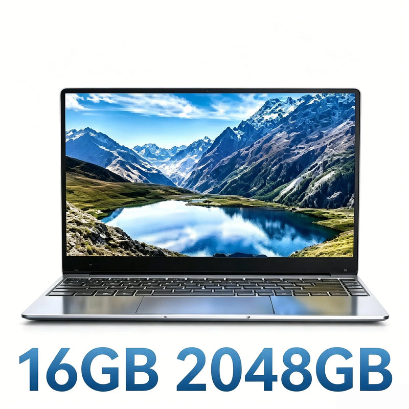 Intel N3700 15.6 Inch Laptop 4C4T 1.6GHz Base 2.4GHz Turbo 16GB RAM 2TB SSD Ultra Slim Notebook Gamer Prime