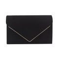 Black Faux Suede Clutch Bag Facny Elegant Formal Wedding Bridal Party Evening Purse Handbag with Shoulder Chain