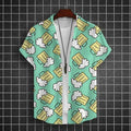 Hawaiian Shirt For Men 3d Beer Printed Short Sleeve Party | SAMAG