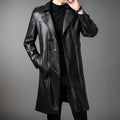 Men Leather Jacket Fall Winter Genuine Jackets Man Clothes Long Warm Plush Coats Casual Fashion Windbreak Trench Coat