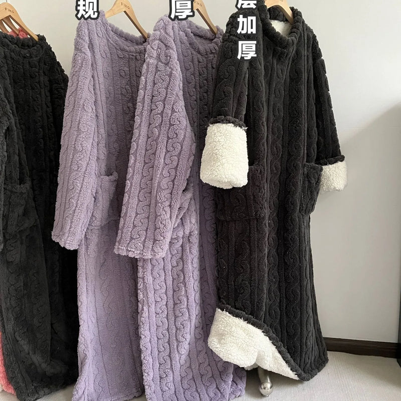 Thickened Warm Plus Size Ladies Pyjamas Flannel Winter | SAMAG