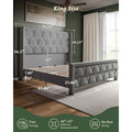 King Size Velvet Wingback Bed Frame with 56 Headboard and 1000lbs Capacity Support, Noiseless Platform Design