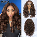 24 Inch Synthetic Lace Front Wigs For Black Women Curly Afro Lace Wigs for Afro Women Chocolate Brown Lace Front Wigs For Woman