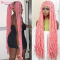 Pink Soft Faux Braids Wig for Black Women 36 Inches Synthetic Knotless Box Braided Wigs with Baby Hair Full Lace Dreadlock Wig