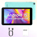 7-inch Android 15 Tablet, 8GB (3+5) RAM, 32GB Storage, 3500mAh Battery, HD 1024x600 IPS Display, Dual Cameras, Wi-Fi, Bluetooth