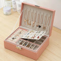 Double-layer Jewlery Box Ring Box Jewelry Boxes with Locks, PU Leather Jewelry Storage Organizer and Makeup Case