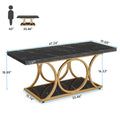 Tribesigns Rectangle Coffee Table, 47.24-inch Modern Coffee Tables for Living Room, 2-Tier Faux Marble Wood Coffee Table