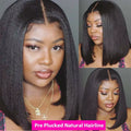 Transparent Kinky Straight Lace Front Wigs Pre Plucked Yaki 13x4 Short Bob Human Hair Wigs For Woman Natural Lace Closure Bob Wi