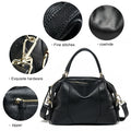 Aidrani  New women's retro handbag, large capacity Boston bag, made of cowhide material, black