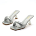New Arrival High Heel Slippers Women's Slip-on Thin Heel Open Toe Fashion Sandals Summer Square Toe Heel Party Dress Shoes 36-42
