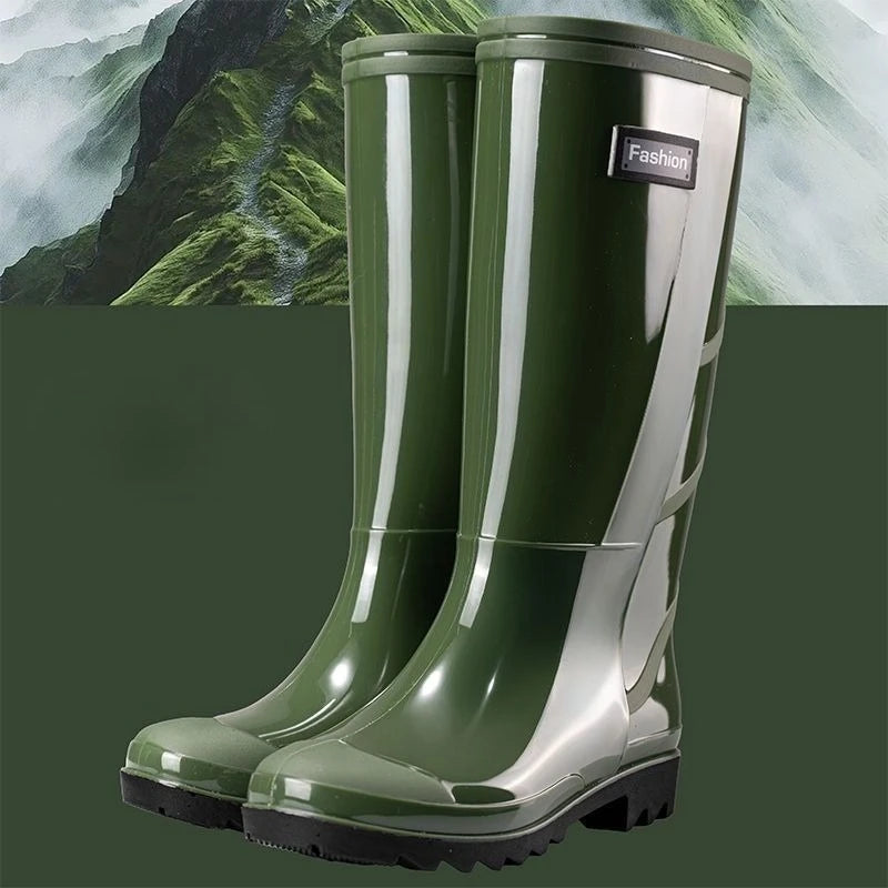 Men's Tall Rain Boots Waterproof Non-Slip Rubber Boots Durable Fishing Outdoor Water Shoes Mid Calf Kitchen Overshoes